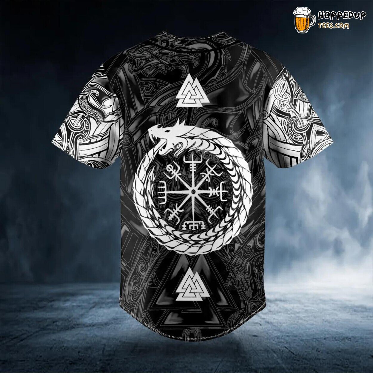 Vegvisir Jormungandr Norse Mythology Dragon Baseball Jersey Graphic Tees 3D