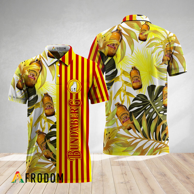 Vertical Stripe Monstera Bundaberg Rum Polo Shirt HU