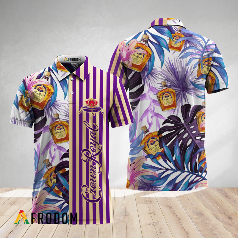 Vertical Stripe Monstera Crown Royal Polo Shirt HU
