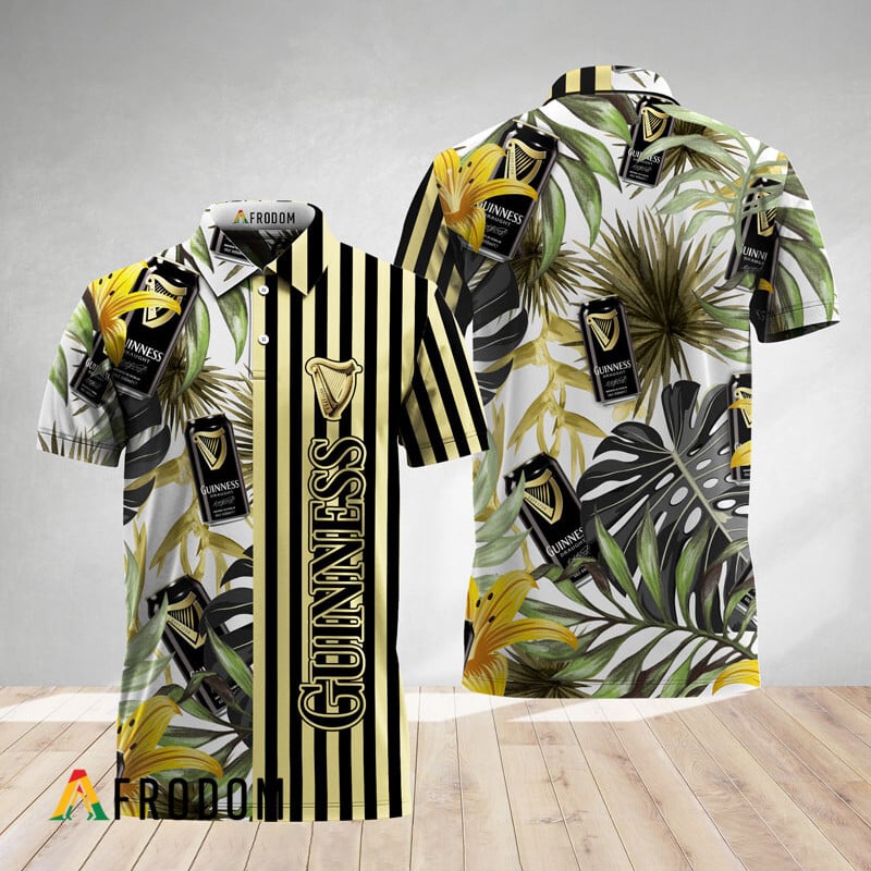 Vertical Stripe Monstera Guinness Polo Shirt HU