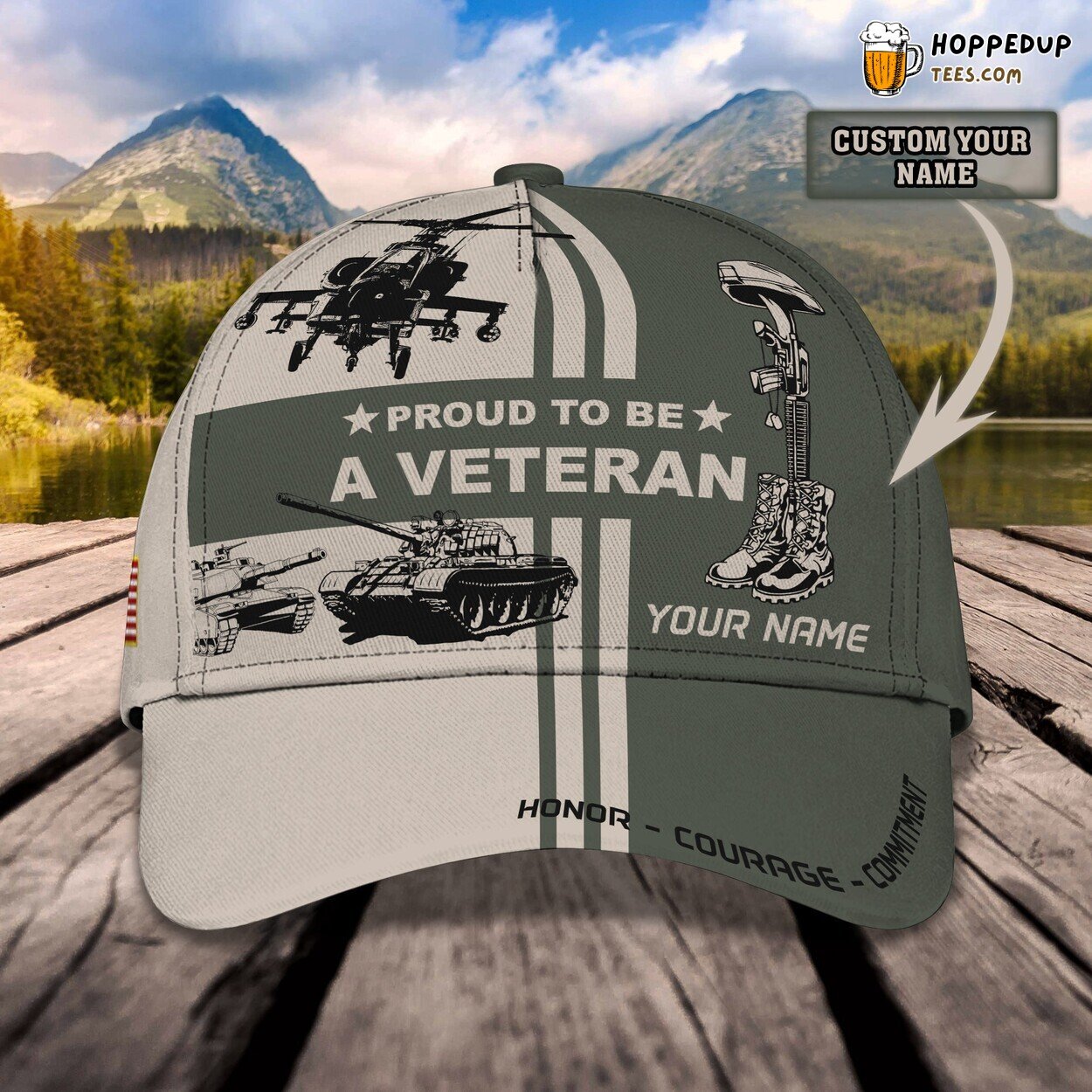 Veteran 3D Classic Cap Personalized Name Design Premium Elegant Quality