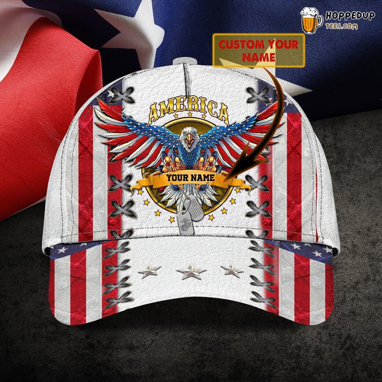 Veteran Classic Design 3D Cap Personalized Name Unique Premium Authentic Look