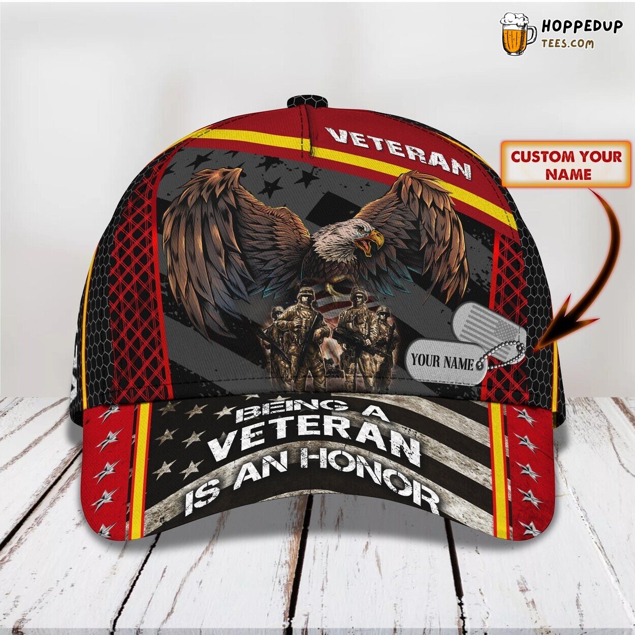 Veteran Design Classic Cap Personalized Name Unique 3D Premium Series