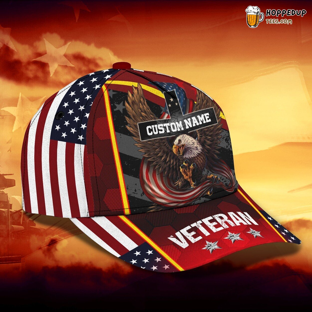 Veteran Eagle 3D Classic Cap Personalized Name Unique Embroidery Design