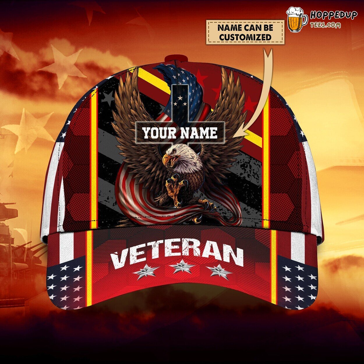 Veteran Eagle 3D Classic Cap Personalized Name Unique Embroidery Design