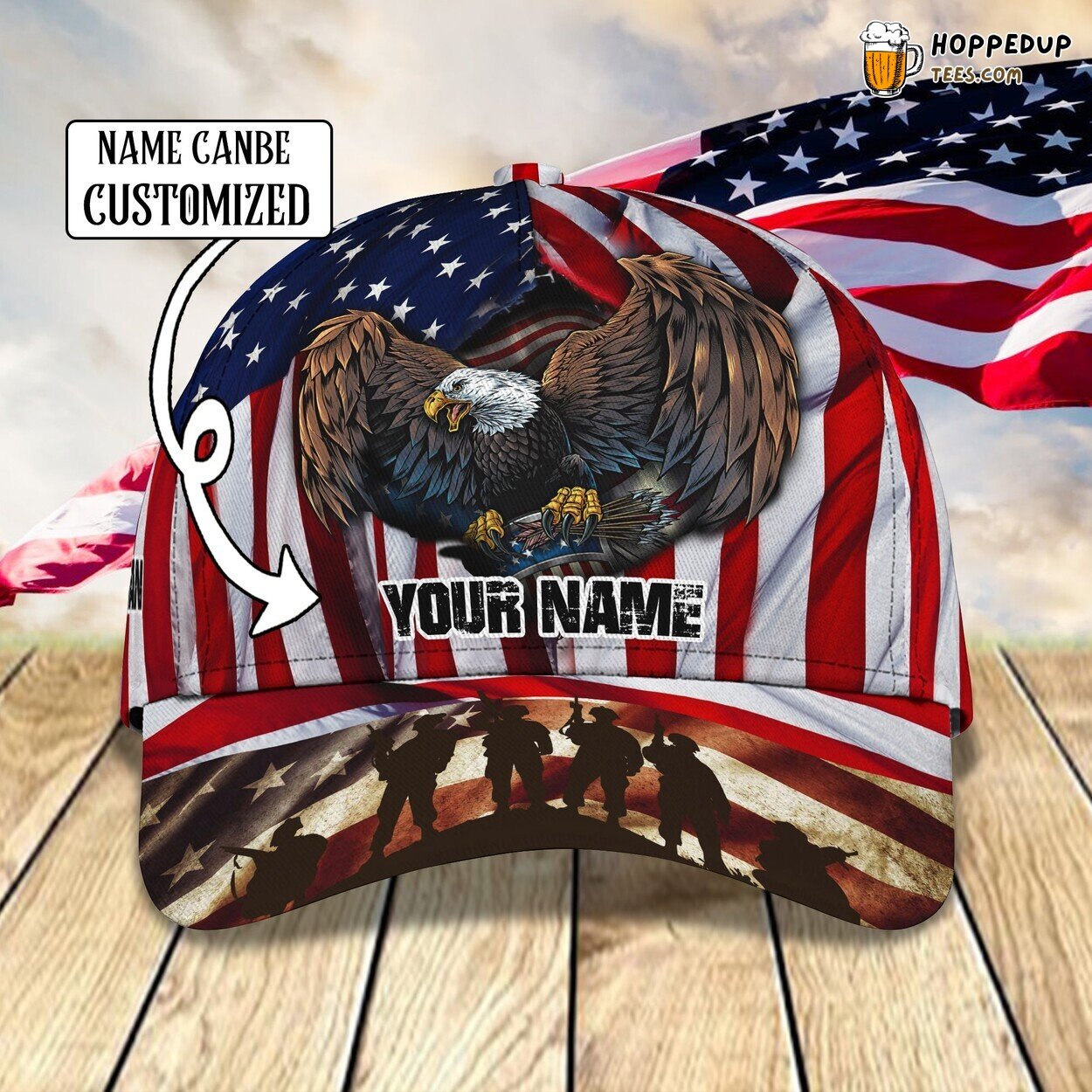 Veteran Eagle Classic 3D Cap Personalized Name Unique Timeless Bold Design