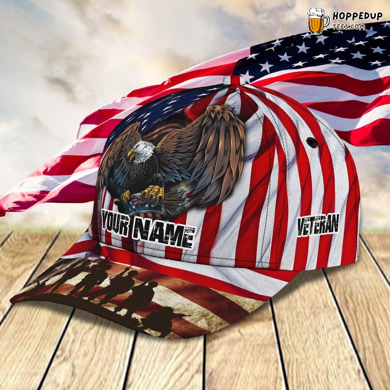 Veteran Eagle Classic 3D Cap Personalized Name Unique Timeless Bold Design