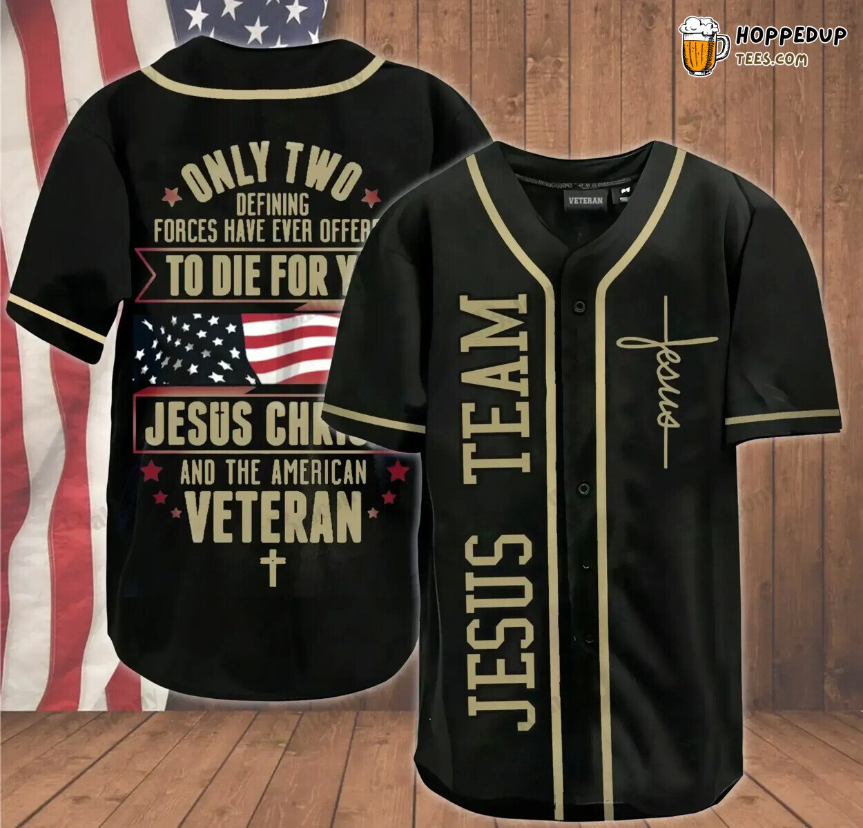 Veteran Jesus Graphic Baseball Jersey Unique Design Tee Religious Edition