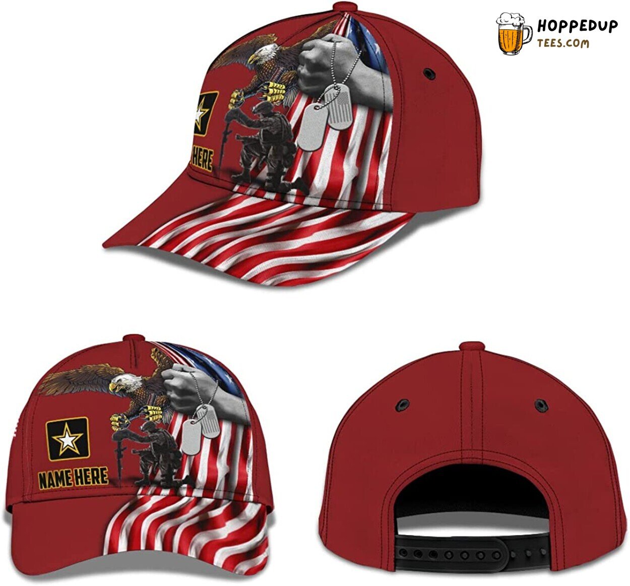 Veteran Kneeling Men’s Hat American Flag Eagle Baseball Design