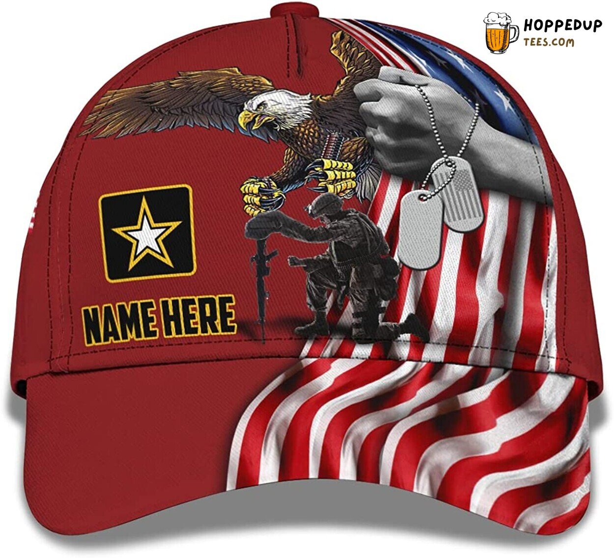 Veteran Kneeling Men’s Hat American Flag Eagle Baseball Design
