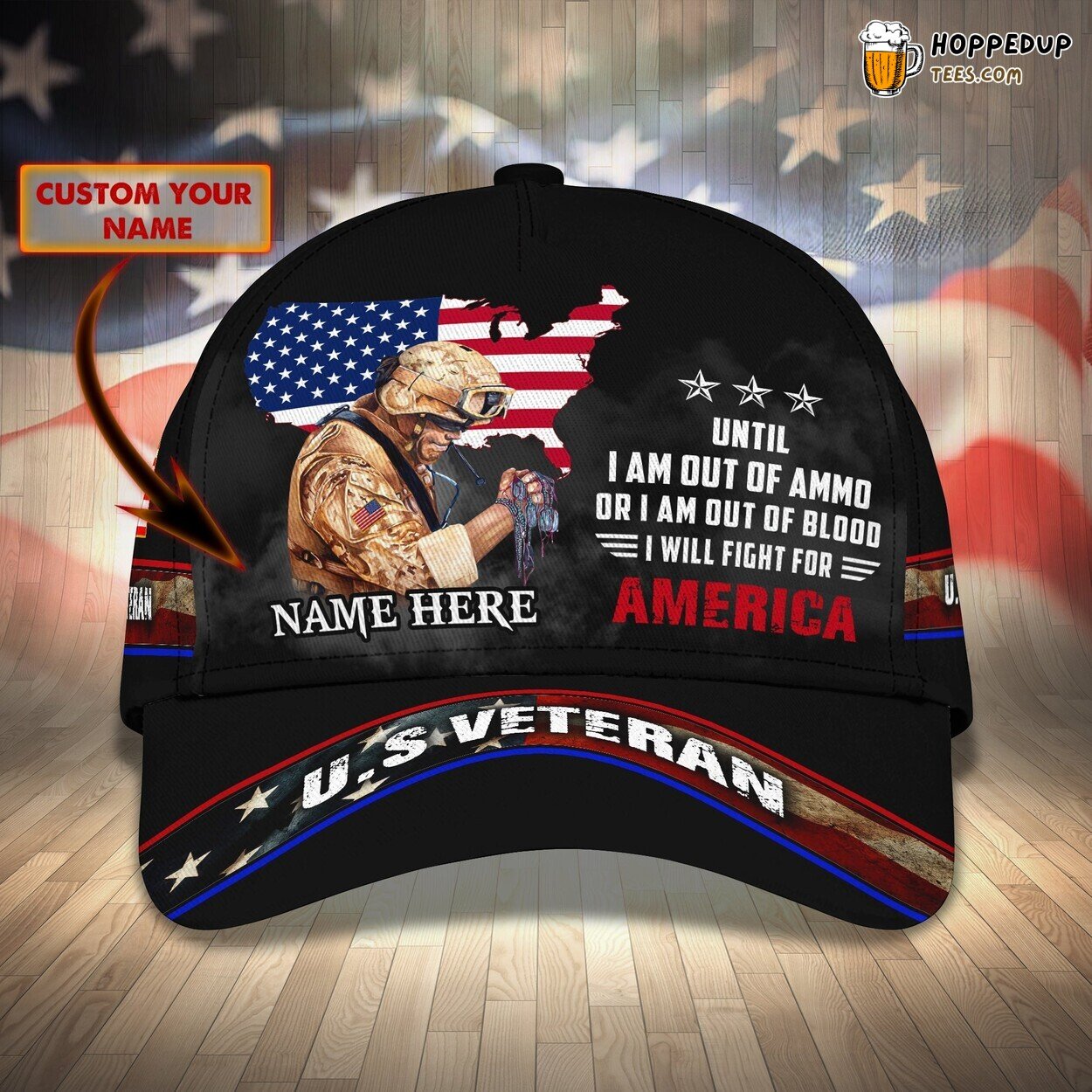Veteran Personalized Name Classic 3D Print Baseball Elegance Design Cap