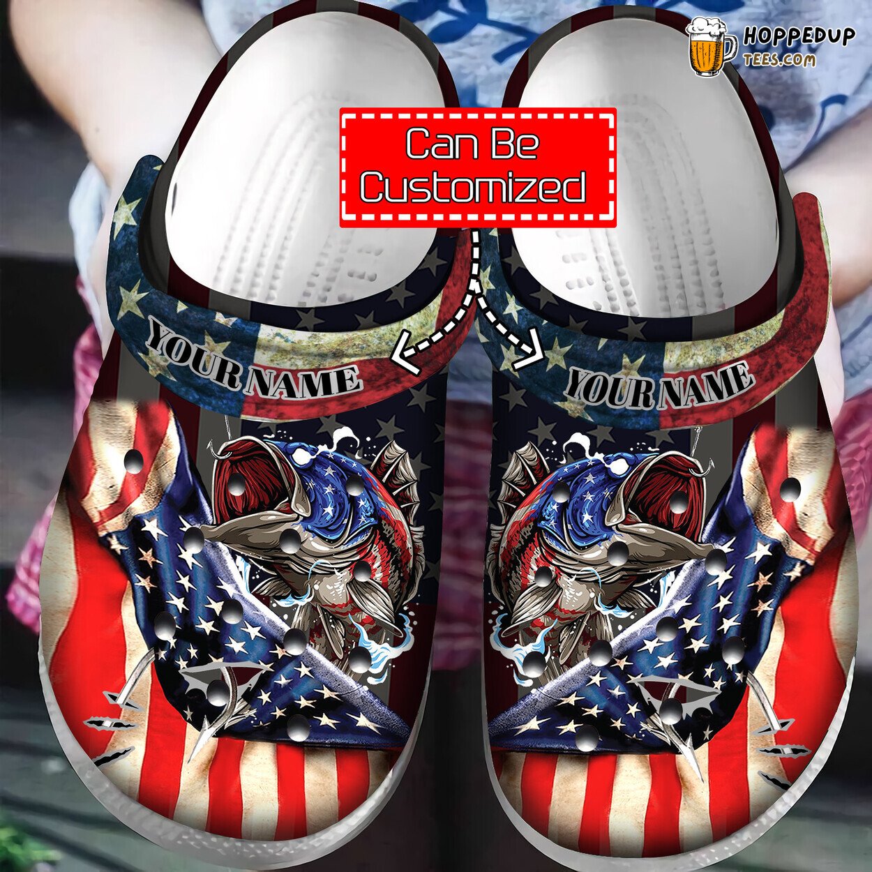 Veterans Fishing America Flag Veteran Gift Comfortable Clog Shoes Unique