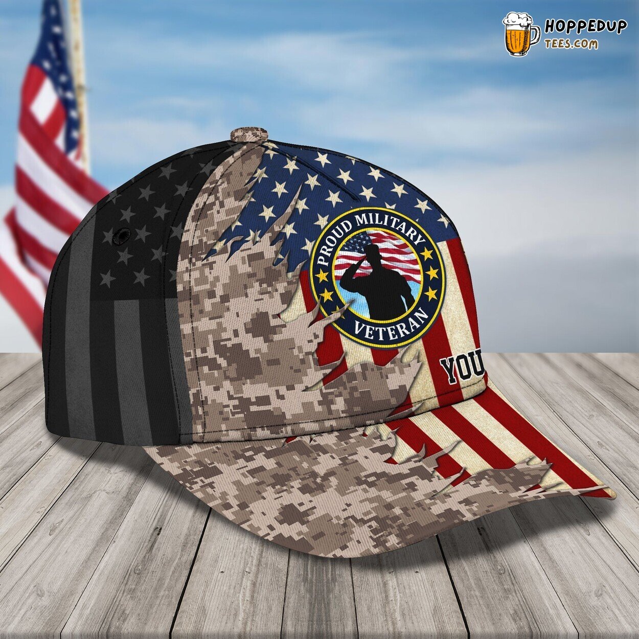 Veterans Tribute 3D Classic Cap Personalized Name Unique Design