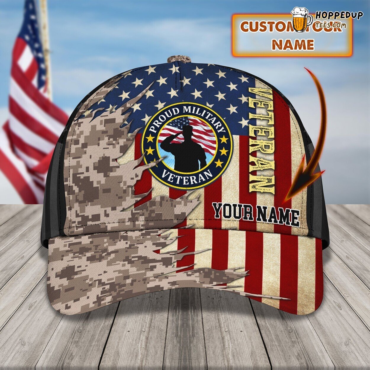 Veterans Tribute 3D Classic Cap Personalized Name Unique Design
