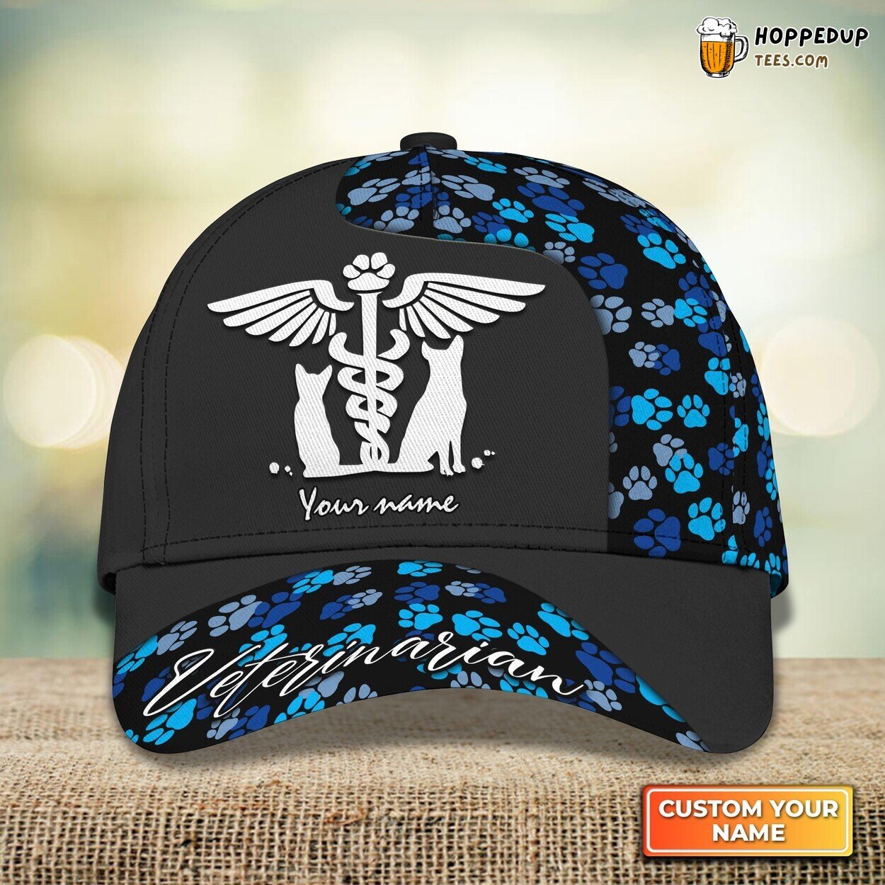 Veterinarian Hourly Rate Black Uniform 3D Cap Personalized Name Edition Look