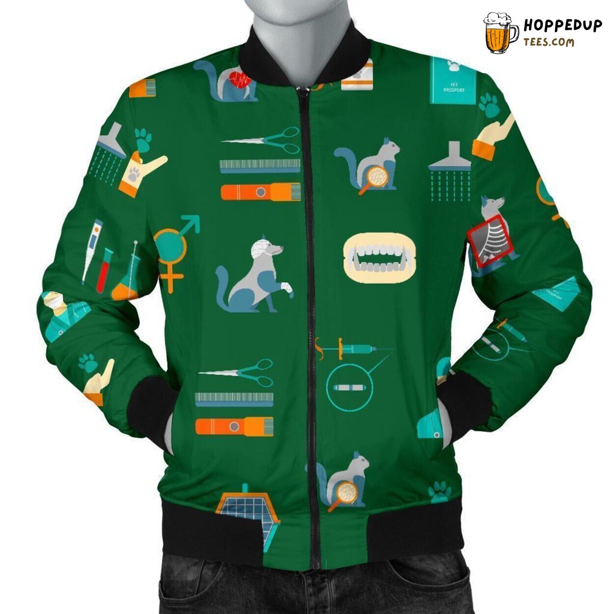 Veterinary Medical Field Display Men’s Bomber Jacket Unique Pattern Tribute
