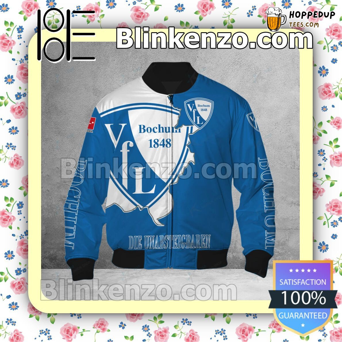 VfL Bochum Club Colors Inspired Blue Bomber Jacket Football Fan