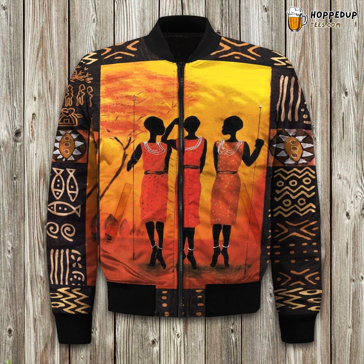 Vibrant African Theme Design Winter Bomber Jacket Tribal Culture Elegance