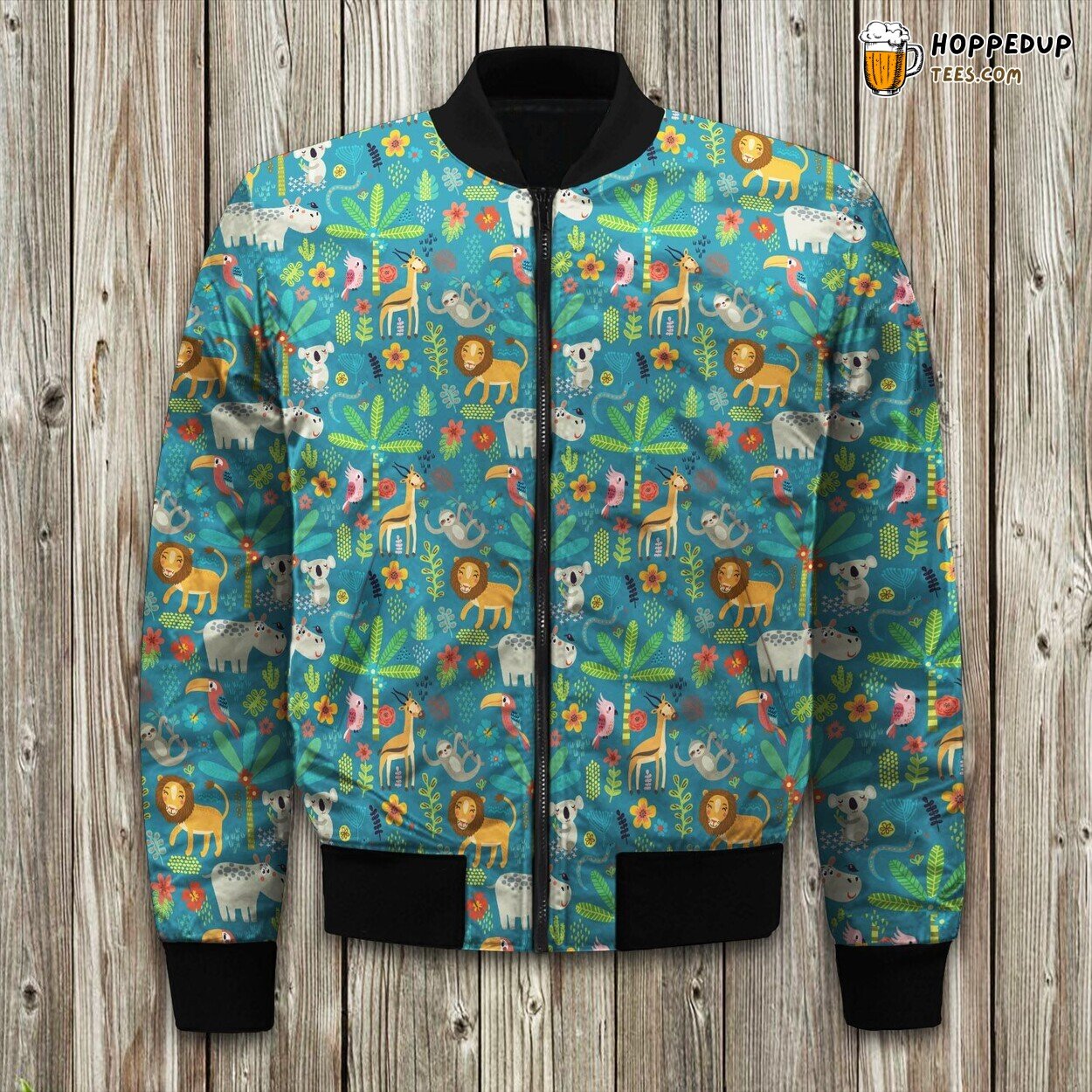 Vibrant Animal Wildlife Winter Bomber Jacket Tailored Elegance Unique Craft