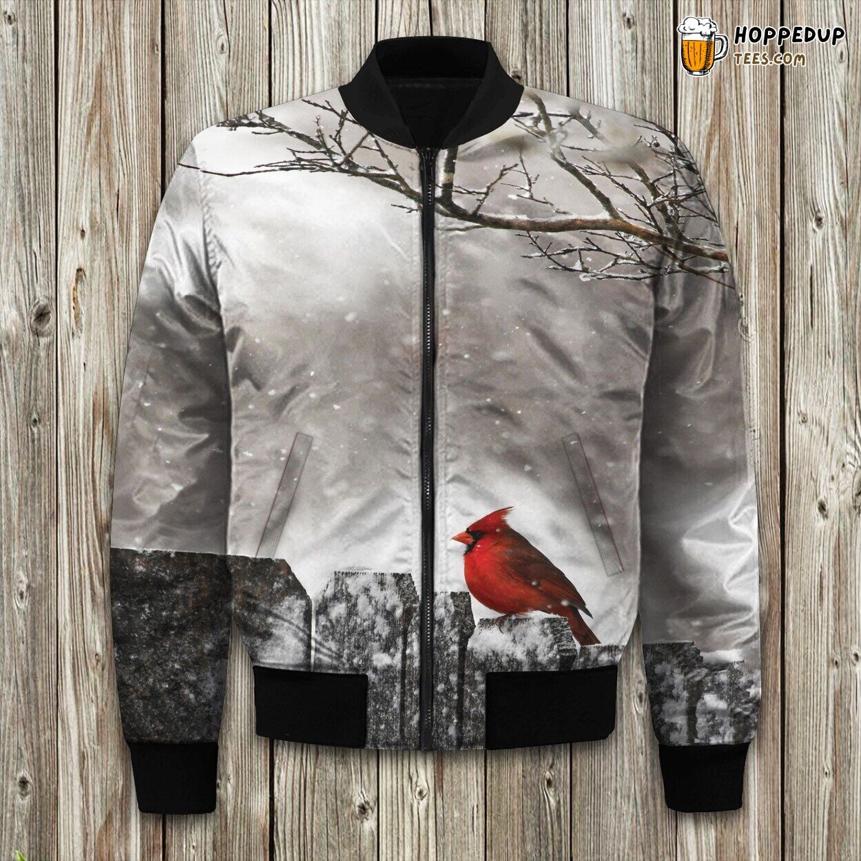 Vibrant Cardinal Bird Design Winter Bomber Jacket Nature Lover’s Choice