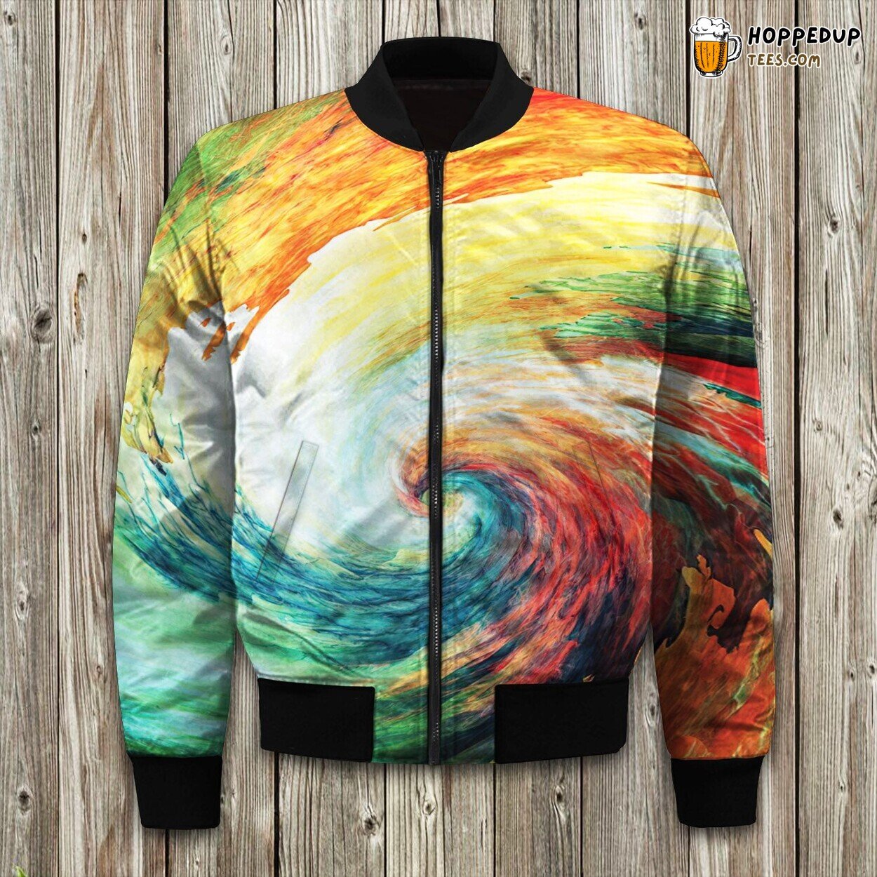 Vibrant Colors Palette Winter Bomber Jacket Modern Artistic Style