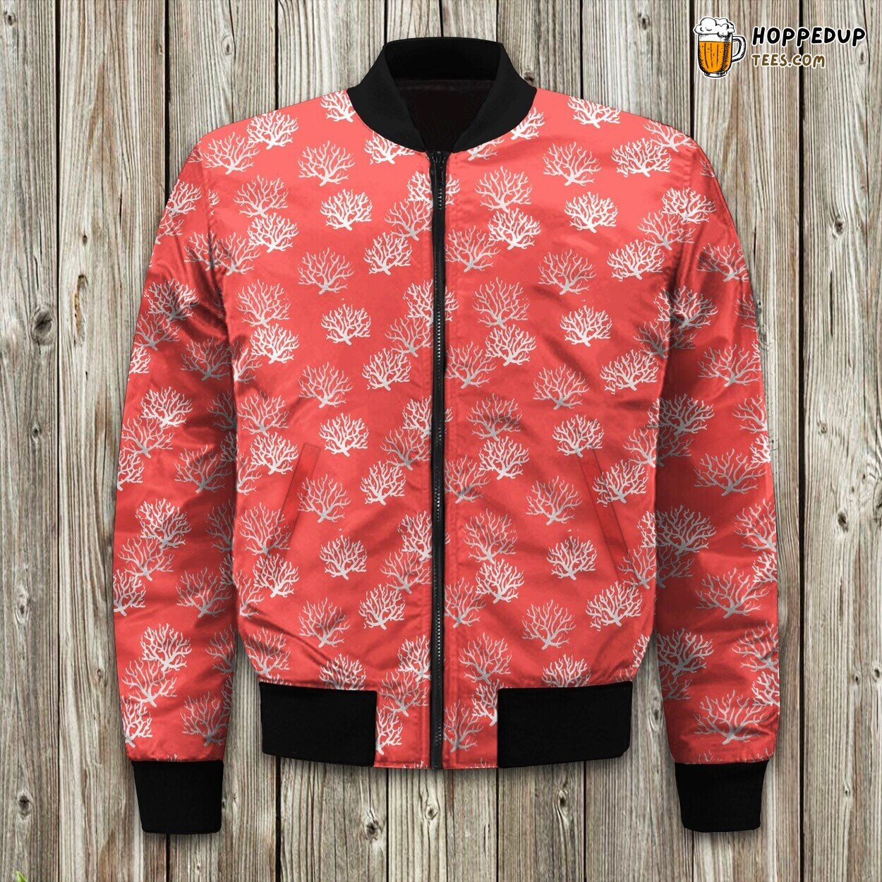 Vibrant Coral Hue Winter Bomber Jacket Premium Padded Warmth Quality Ensured