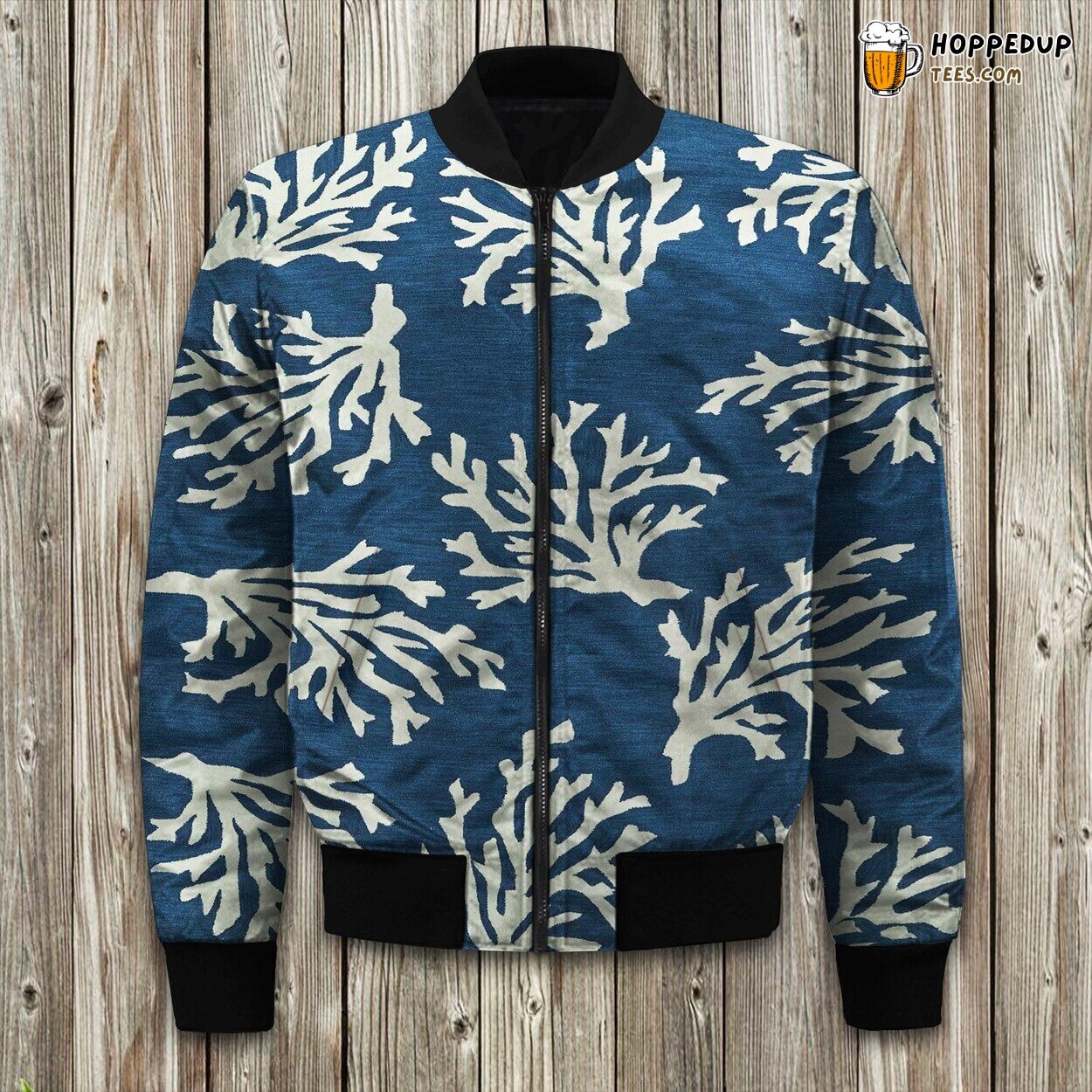 Vibrant Coral Reef Print Winter Bomber Jacket Ocean Enthusiast’s Dream