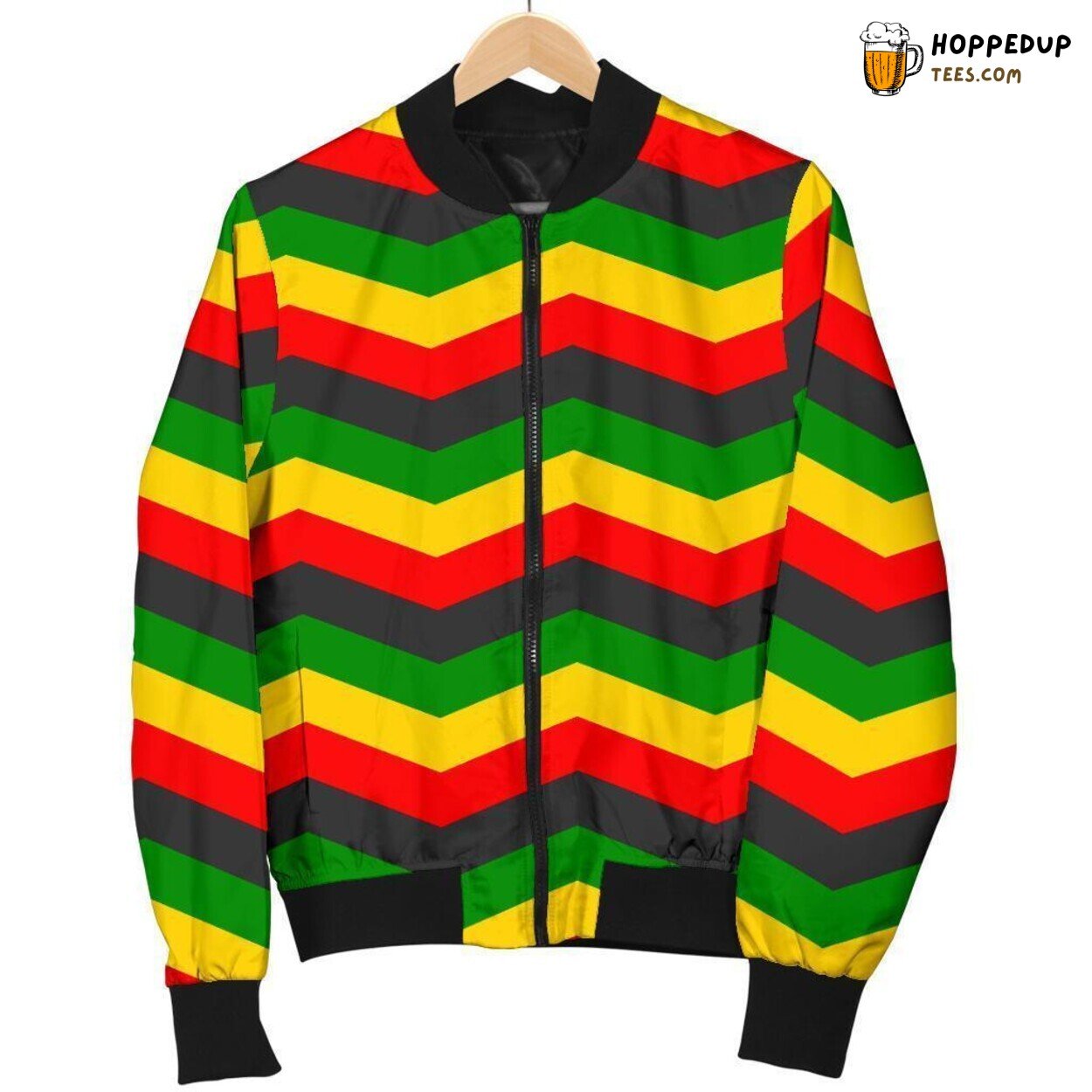 Vibrant Jamaican Vibes Men’s Bomber Jacket Unique Distinct Pattern Showcase