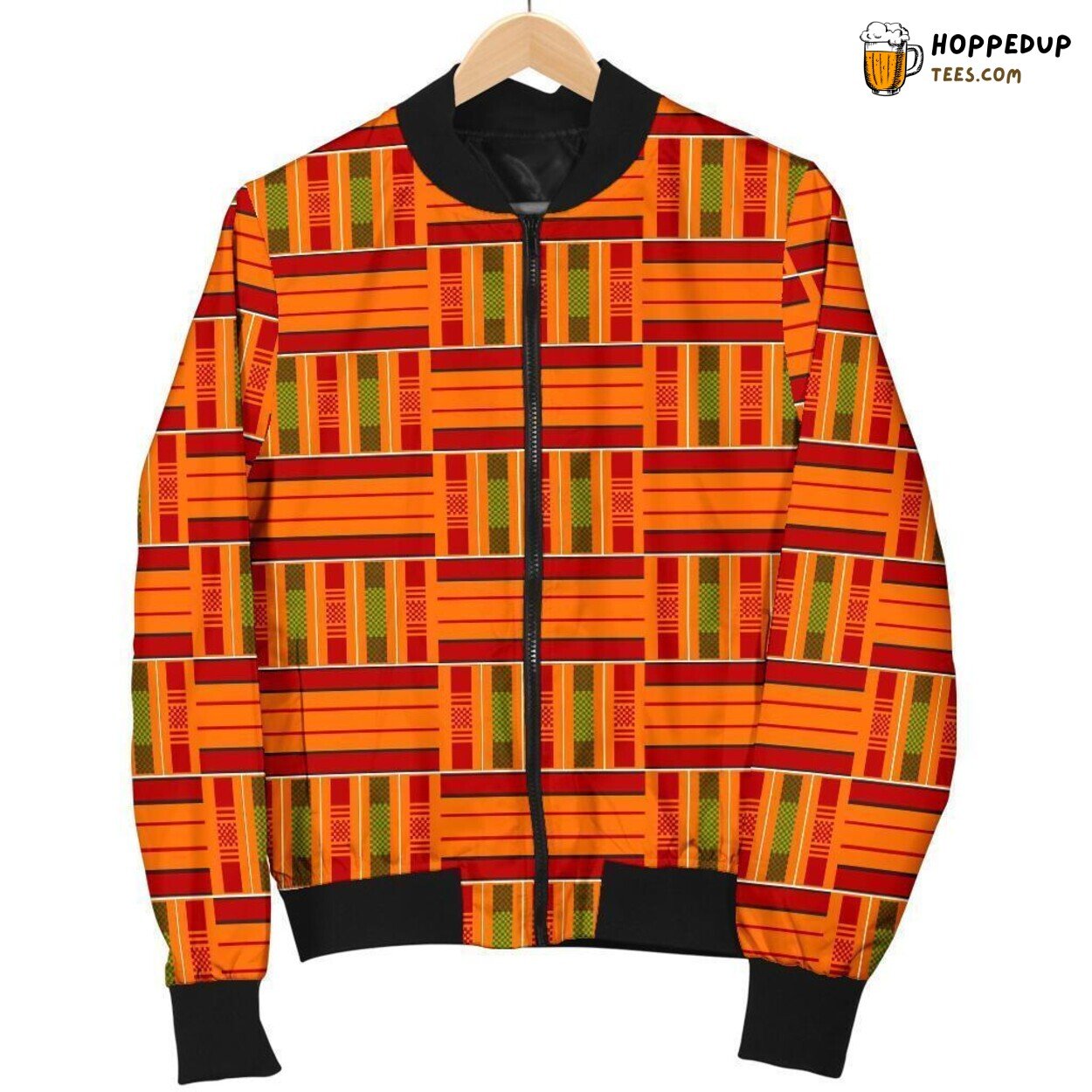 Vibrant Kente African Culture Men’s Bomber Jacket Unique Pattern Design Art