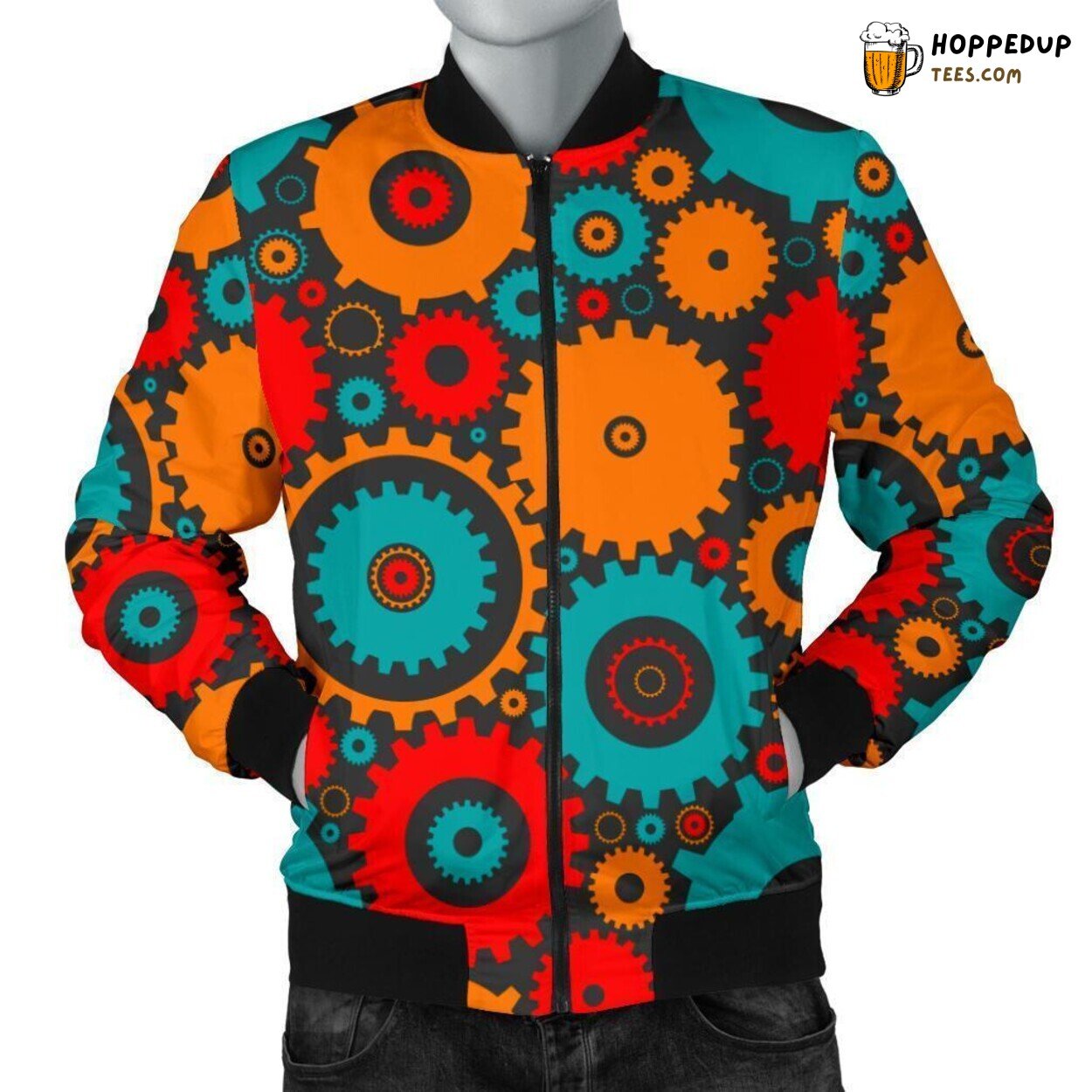 Vibrant Mechanic Tools Men’s Bomber Jacket Unique Colorful Pattern Design