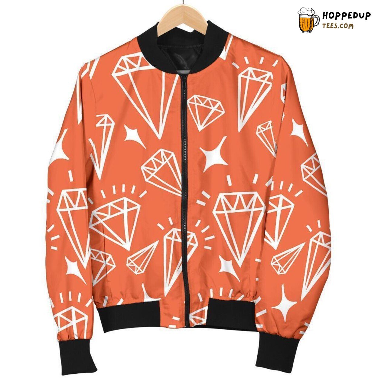 Vibrant Orange Diamond Men’s Bomber Jacket Unique Pattern Essence Display