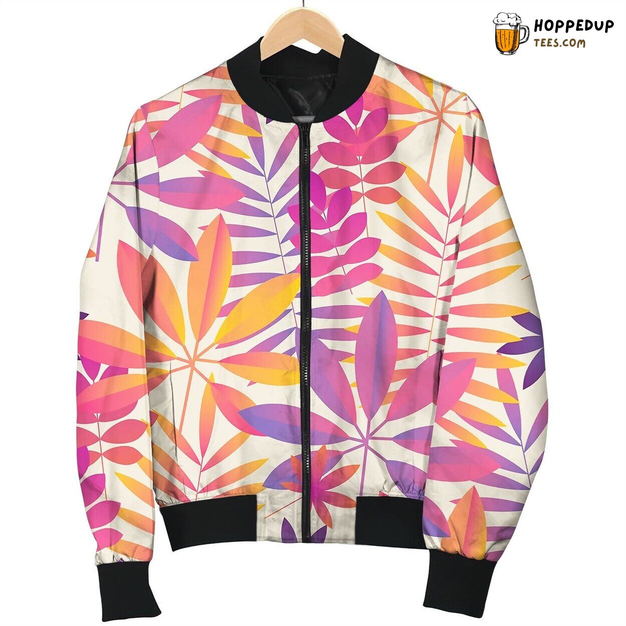 Vibrant Pink And Yellow Tropical Seamless Pattern Bomber Jacket
