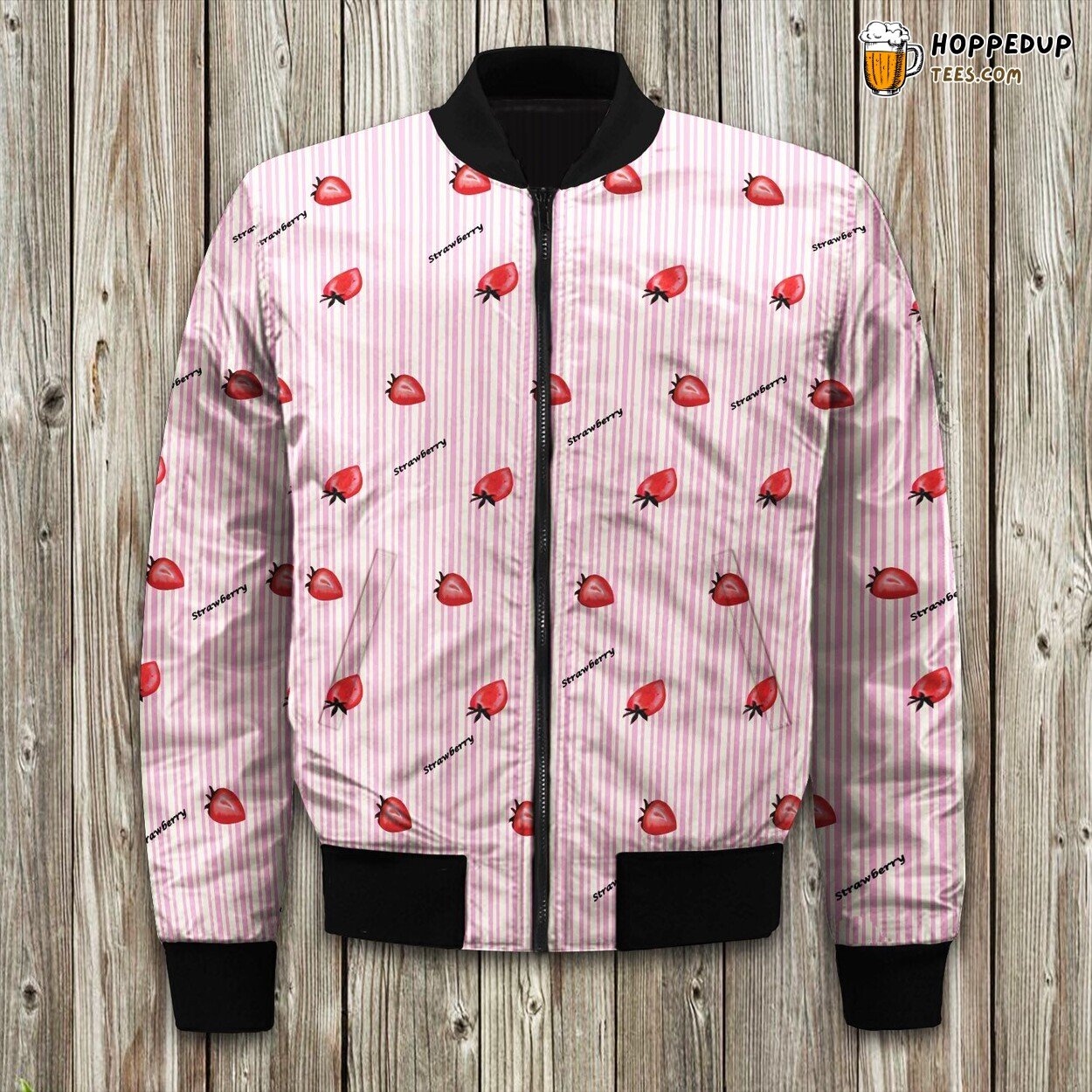 Vibrant Pink Stripe Design Winter Bomber Jacket Tailored Comfort Look