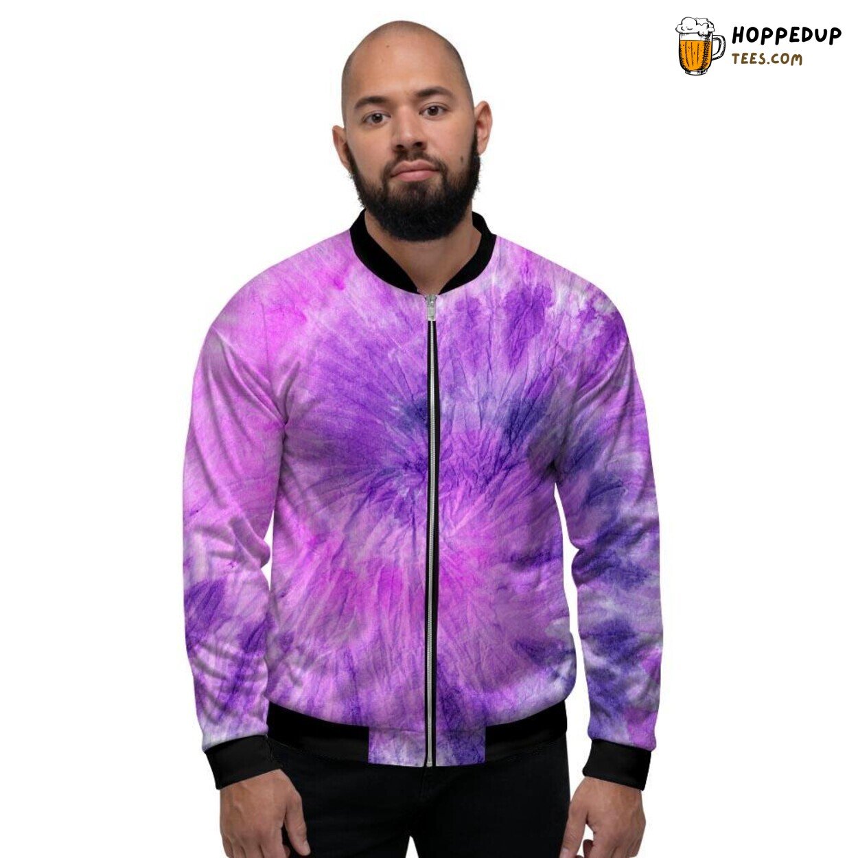 Vibrant Purple Color Tie Dye Men’s Bomber Jacket Artistic Swirl Fashion Design Vibrant Purple Color Tie Dye Men’s Bomber Jacket Artistic Swirl Fashion Design