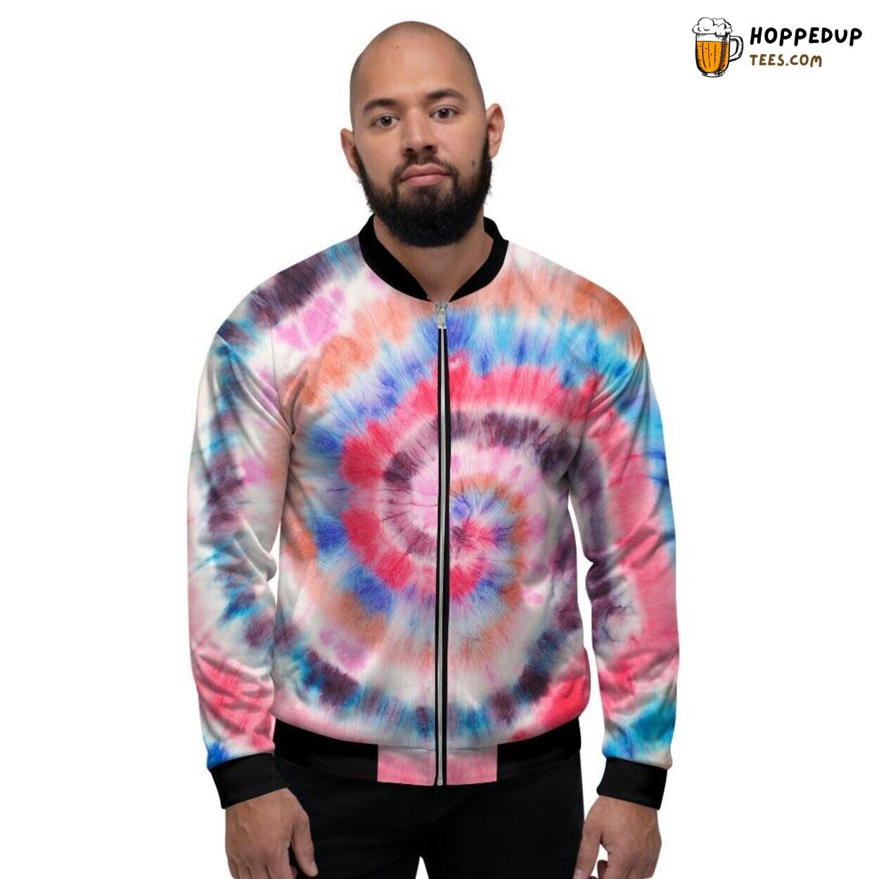 Vibrant Rainbow Swirl Tie Dye Men’s Bomber Jacket Colorful Psychedelic Fashion Vibrant Rainbow Swirl Tie Dye Men’s Bomber Jacket Colorful Psychedelic Fashion