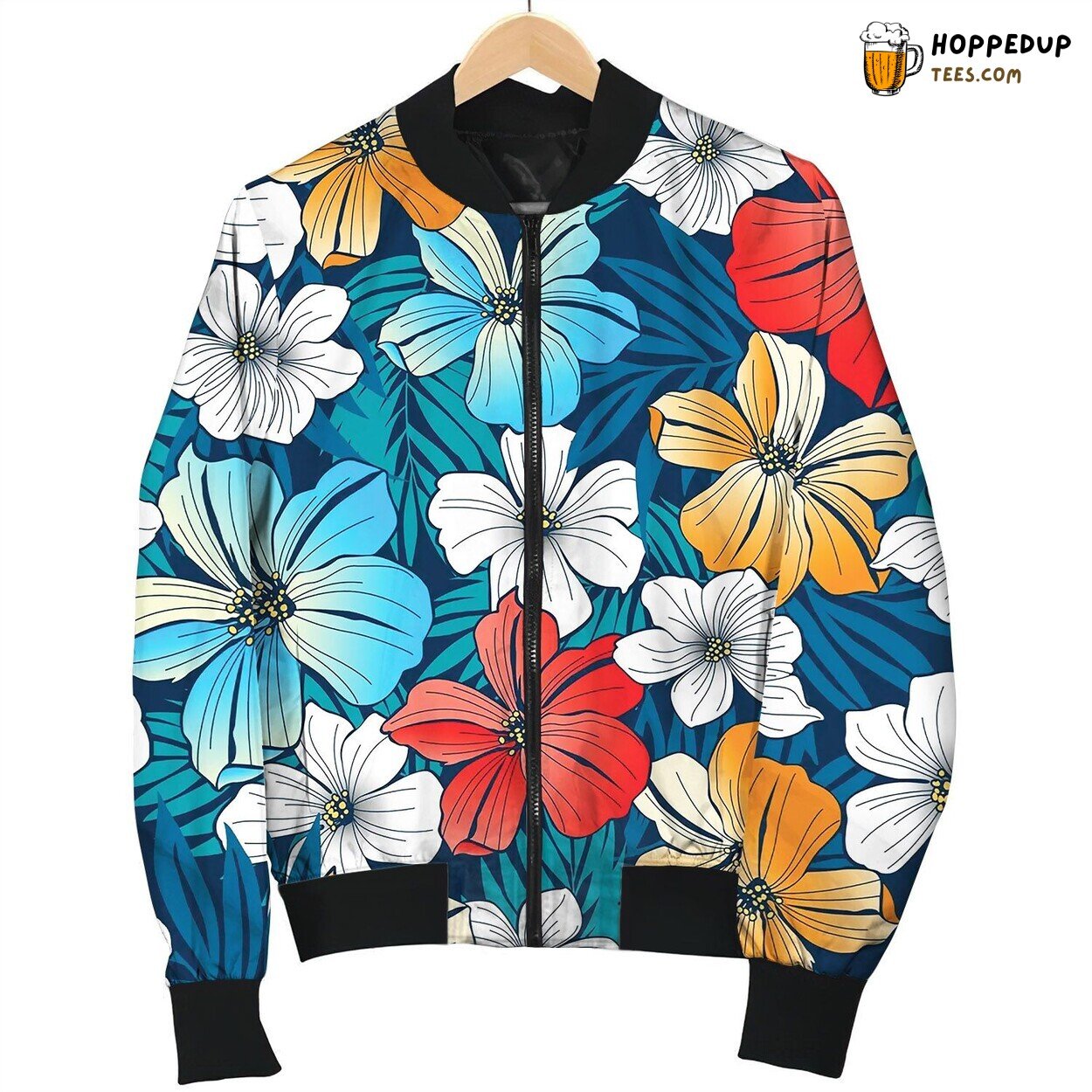Vibrant Tropical Color Splash Bomber Jackets Winter Island Vibes