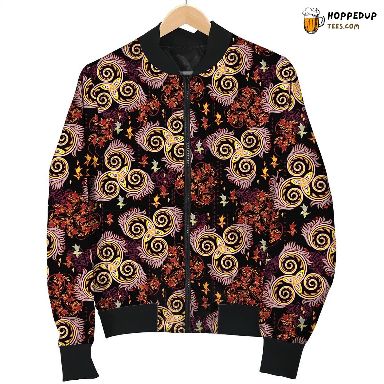 Viking Damask Winter Bomber Jacket Historic Pattern Elegance