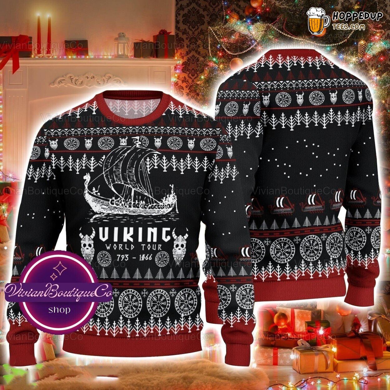 Viking Inspired Ugly Christmas Sweater Valhalla Theme for Viking Lovers