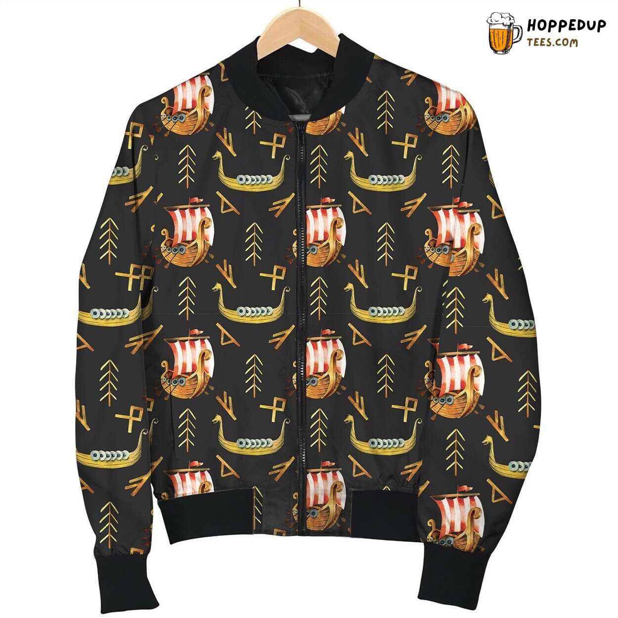 Viking Ships Winter Bomber Jacket Maritime Legacy Nautical Design