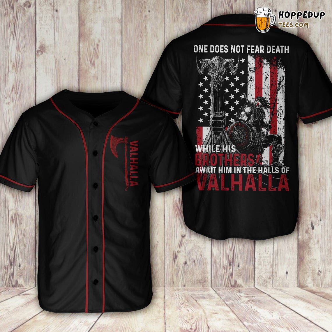 Vikings Brothers Await Him In The Halls Of Valhalla Baseball Tee Jersey Shirt Printed 3D