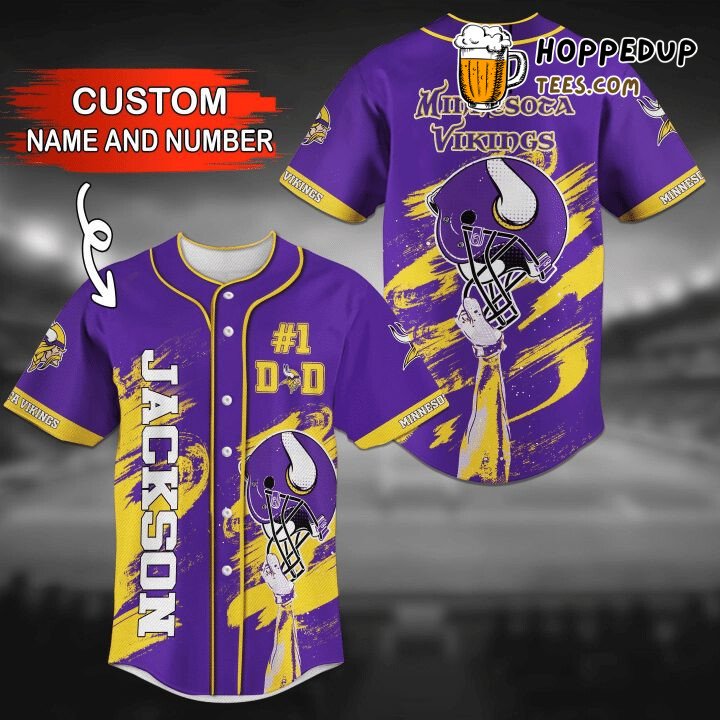 Vikings Purple Custom Name Unisex Baseball Jersey Minnesota Valor
