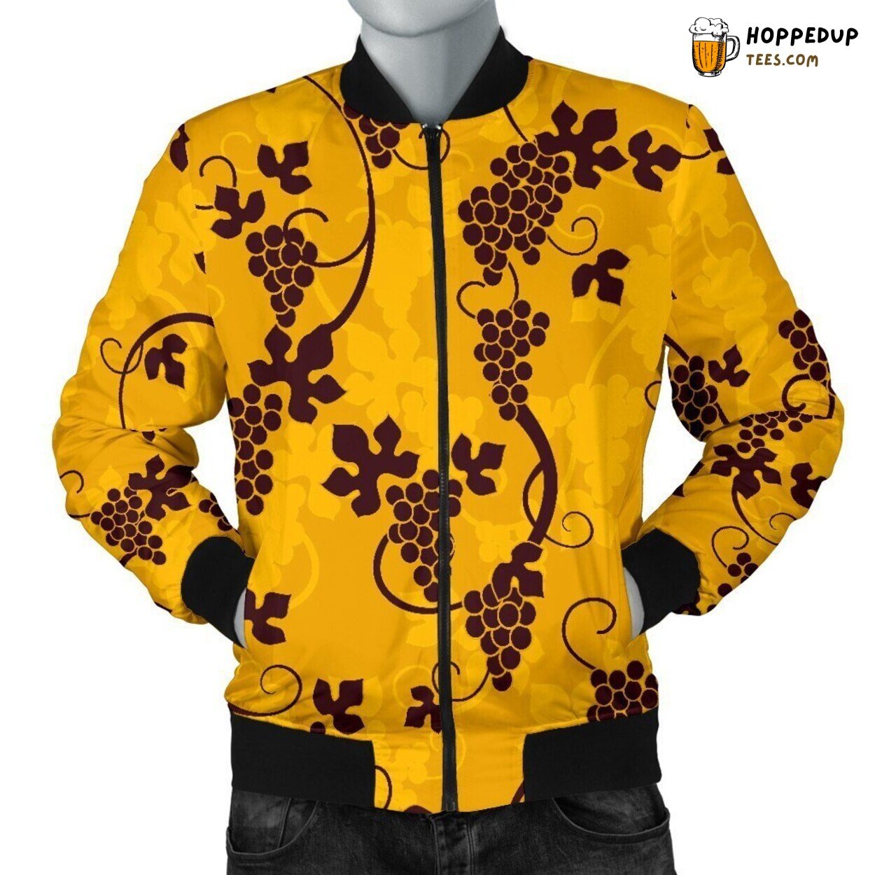 Vineyard Grape Wine Elegance Men’s Bomber Jacket Celebration Art Design Tribute
