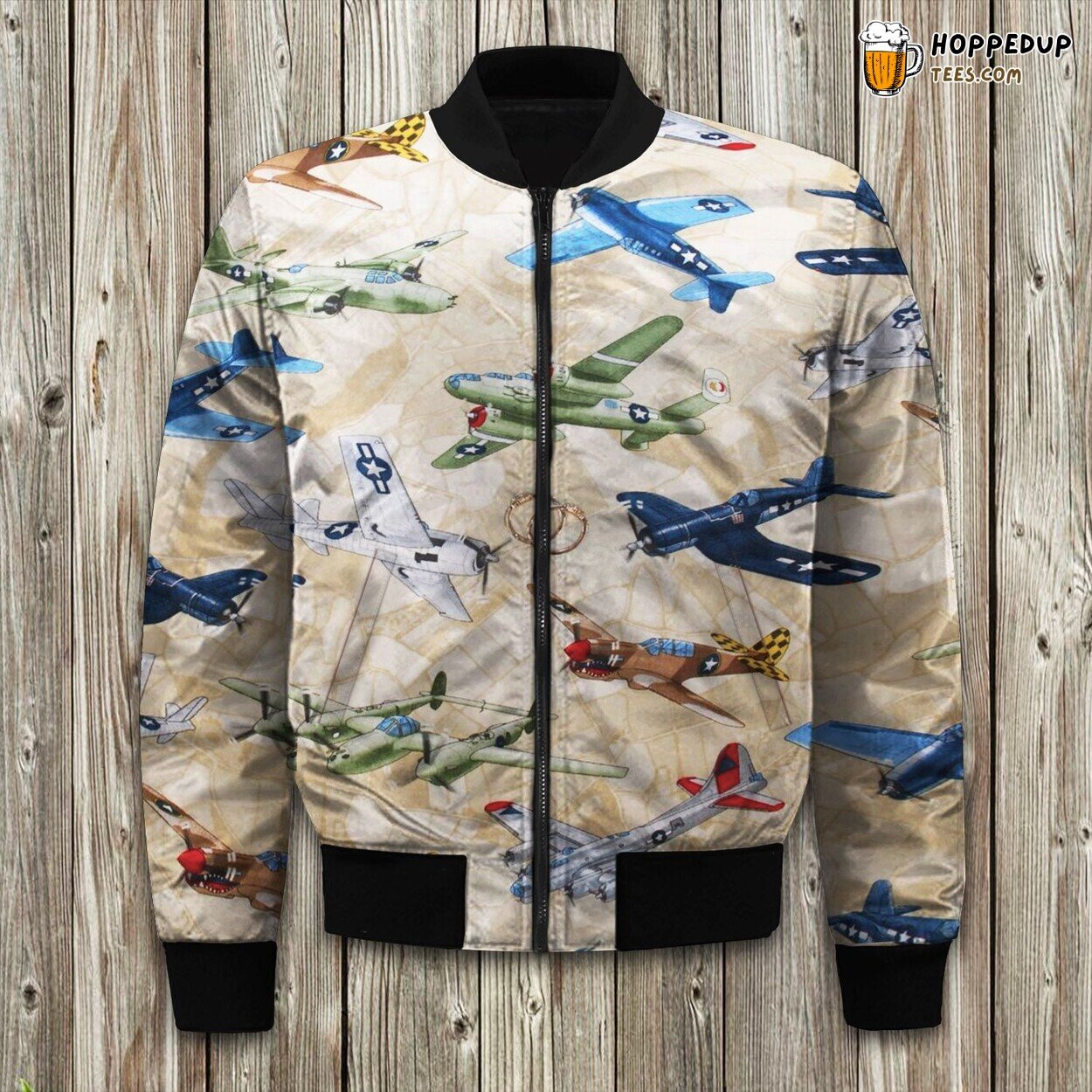 Vintage Airplane Design Winter Bomber Jacket Tailored Unique Craftsmanship