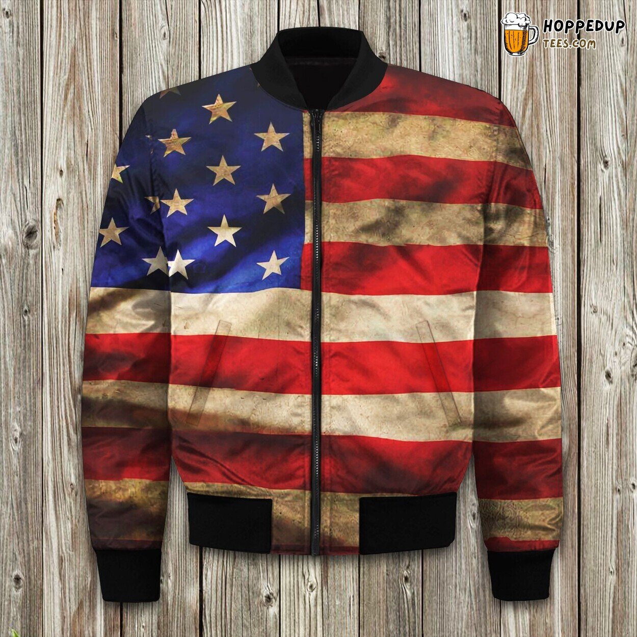 Vintage American Flag Patriotic Bomber Jacket