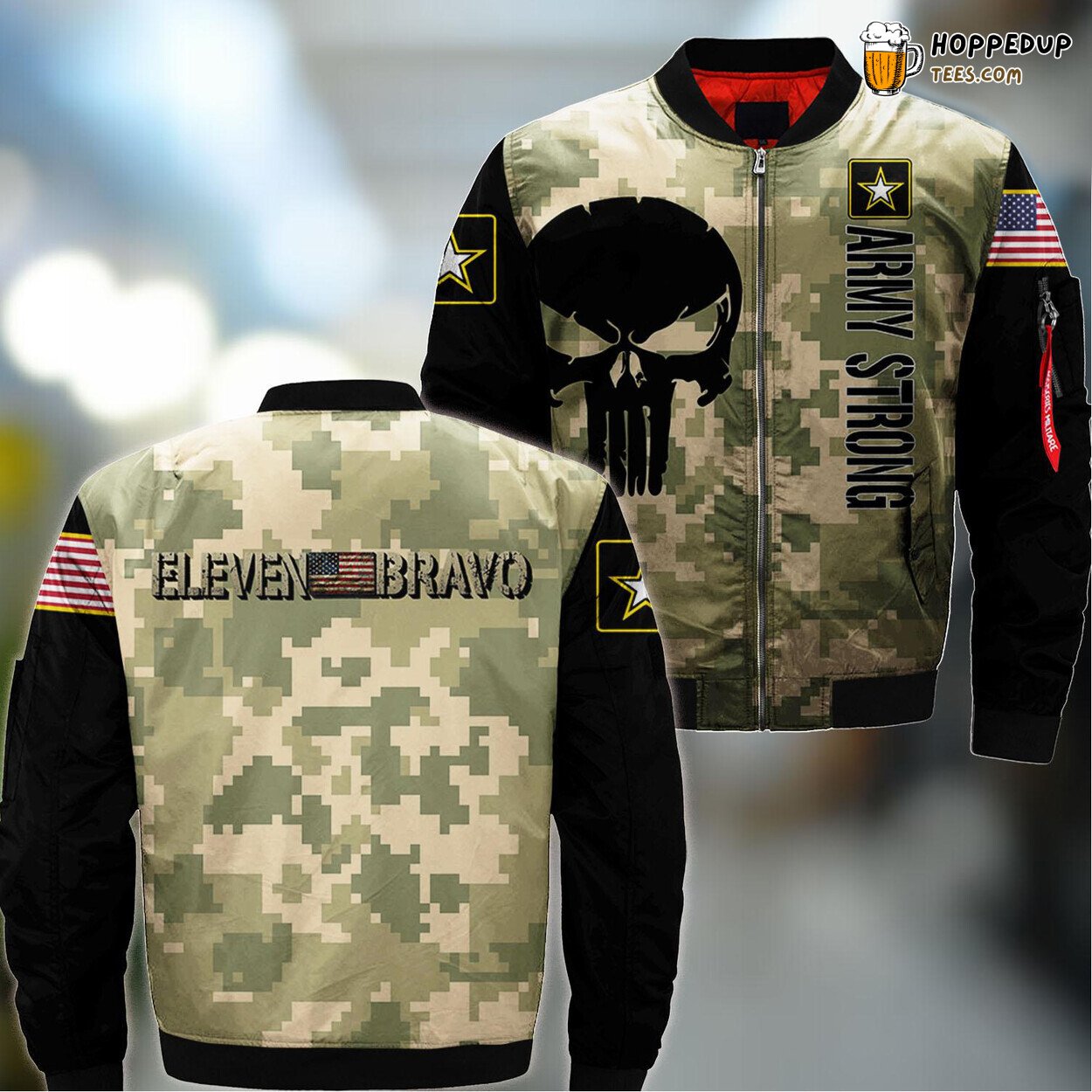 Vintage Army 11 Bravo Infantry US Flag Command Bomber Jacket