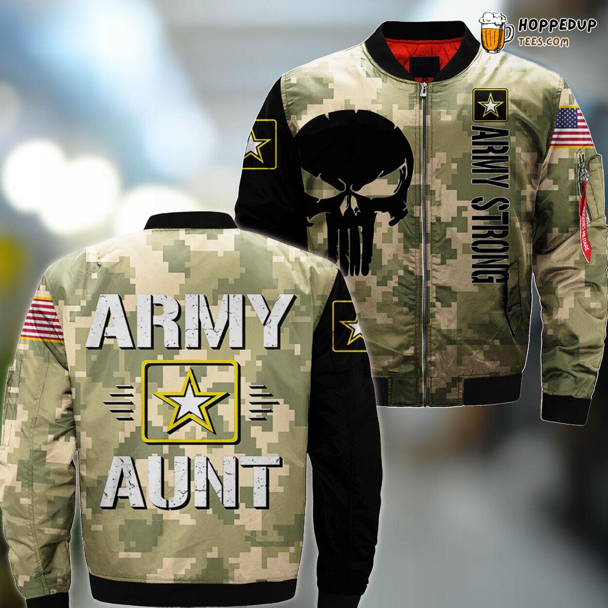 Vintage Army Aunt Veteran Bomber Jacket Classic Military Appreciation