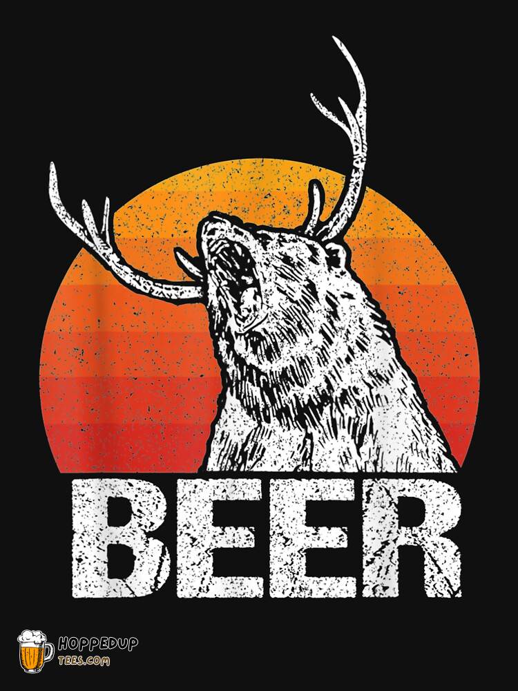 Vintage Beer Bear Mix Deer Drinking Lover Gift Tee HU