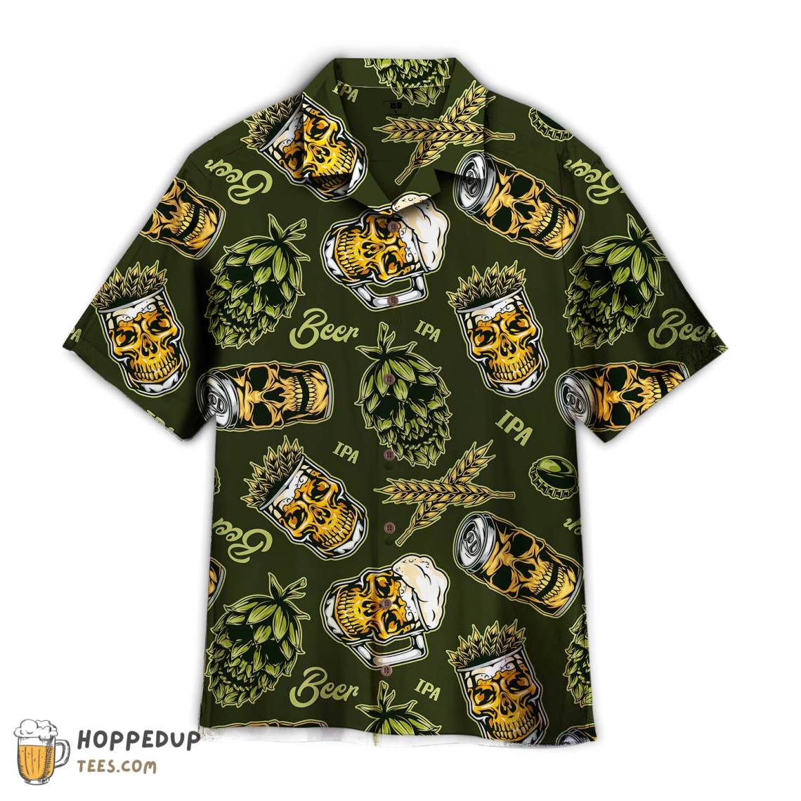 Vintage Beer Mugs In Skull Hawaiian Shirt