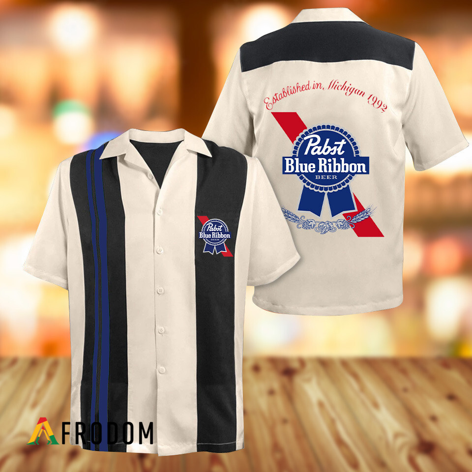 Vintage Beige Pabst Blue Ribbon Hawaii Shirt HU