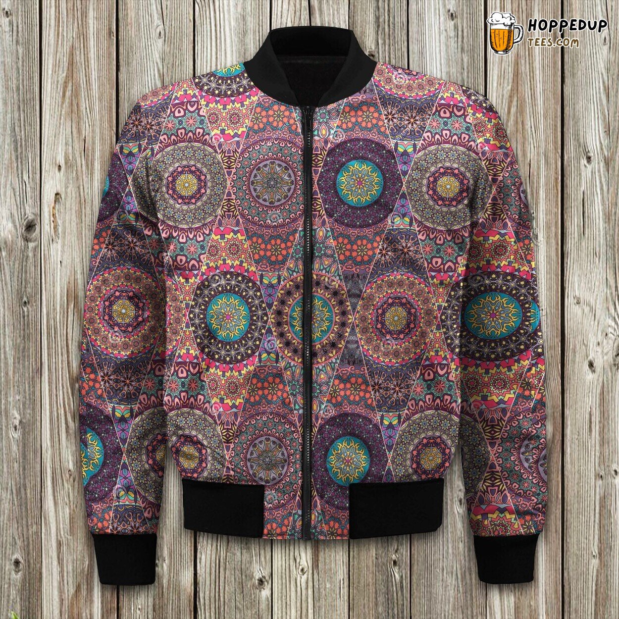 Vintage Bohemian Floral Mandala Bomber Jacket